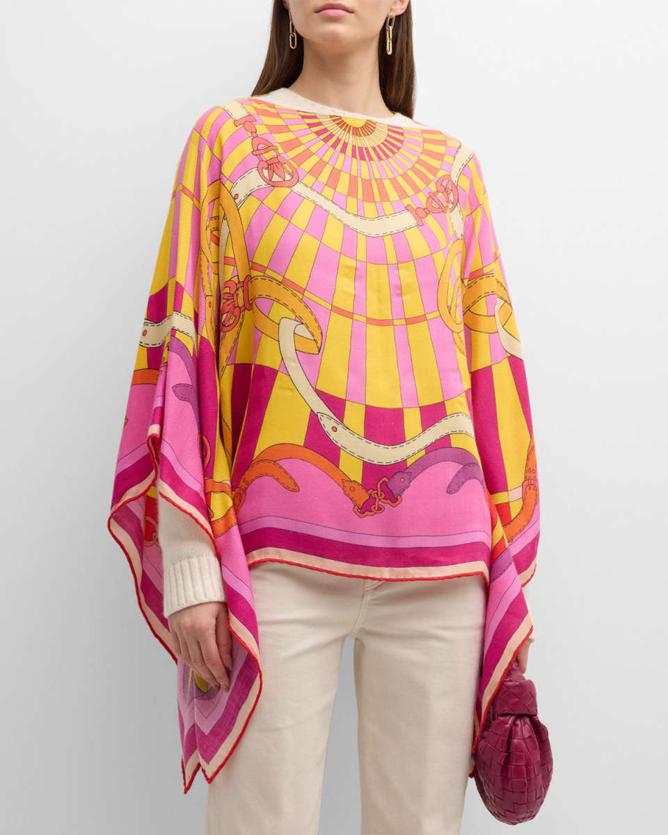Firenze Print Cashmere & Silk Poncho